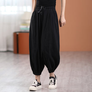 Quần baggy lụa lưng thun dây rút ống túm - NU7224