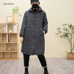 Áo khoác form dài retro chần trám lót lông nhung - NU8133