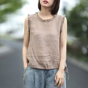 Áo sơ mi sát nách cổ xếp ly vạt dây rút - NU2975 - kamaka.vn - thời trang nhật