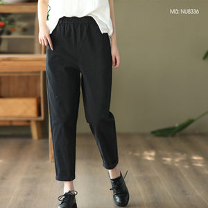Quần baggy lưng thun khuy kiểu cài lệch hai túi chéo - NU8336