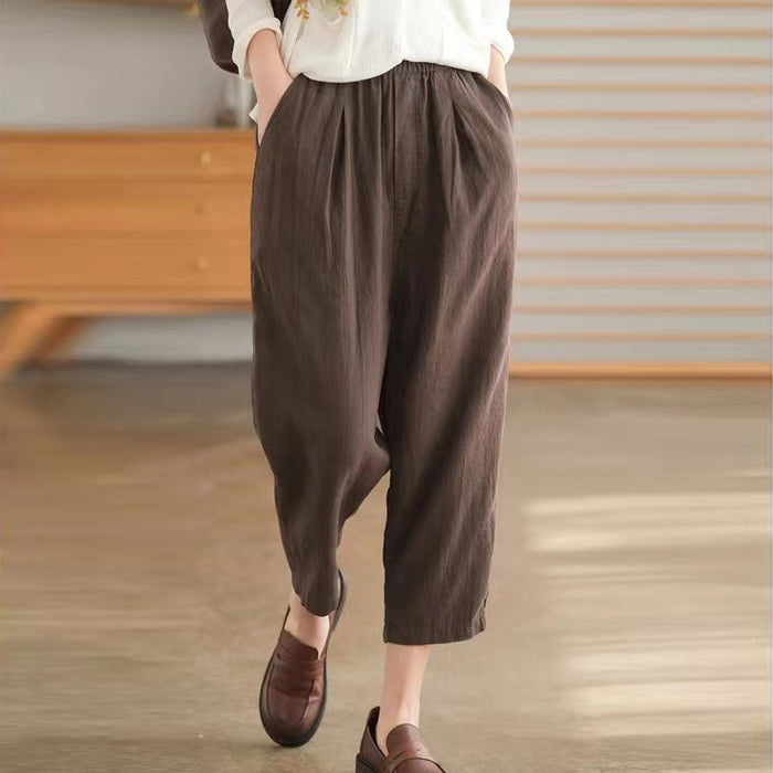 Quần baggy linen lưng thun một màu hai túi chéo - NU6929