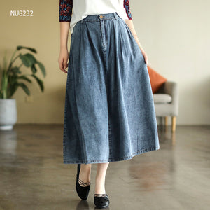 Chân váy denim lưng thun một khuy cài - NU8232