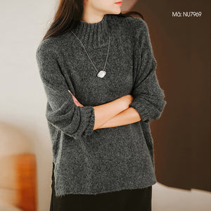 Áo len dài tay cổ lọ vạt kiểu mullet - NU7969
