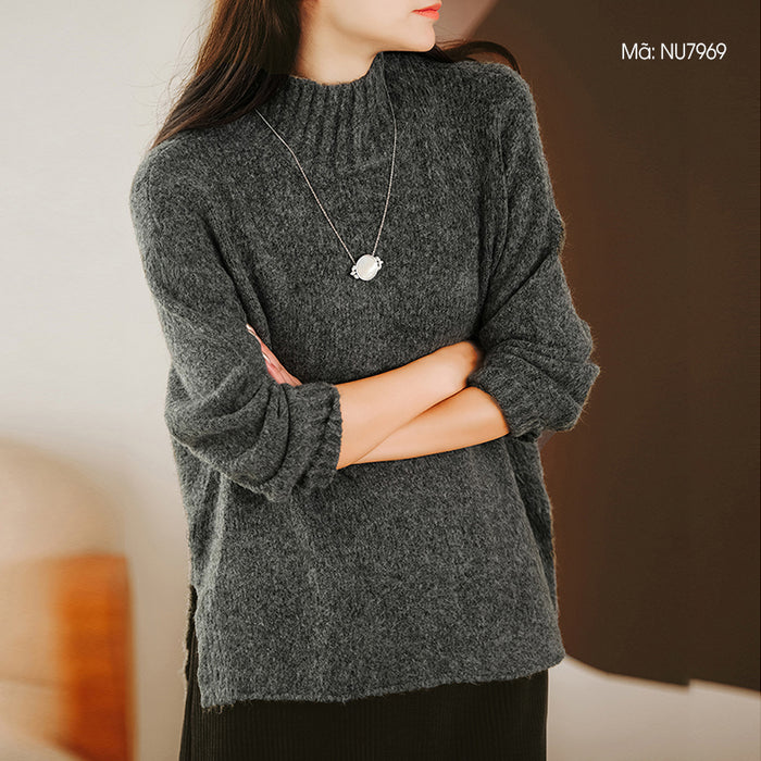 Áo len dài tay cổ lọ vạt kiểu mullet - NU7969