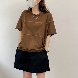 Áo T-shirt ngắn tay cổ tròn chỉ nổi hai túi ngang - NU8389