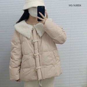 Áo khoác lông vũ dài tay cổ thủy thủ khuy sừng - NU8004