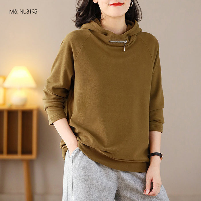 Áo hoodies dài tay cổ khóa kiểu - NU8195
