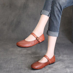 Giày da retro đế bệt quai khóa cài - NU5474