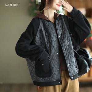 Áo khoác lót lông trần trám dài tay phối mảnh thun - NU8025