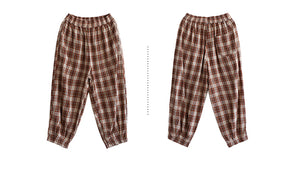 Quần baggy lưng thun kẻ sọc caro - NU6852