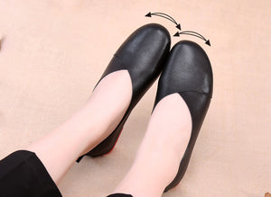 Giày da retro Morigirl đế bệt mũi tròn - NU4815