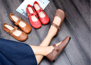Giày da retro Morigirl quai đôi thủ công - NU4818