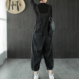 Quần baggy yếm denim retro túi kiểu sờn - NU6618