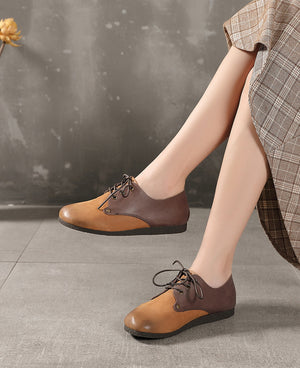 Giày da retro phối màu cột dây - NU5239