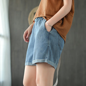 Quần sooc denim gấu gấp hai khuy cài - NU4053