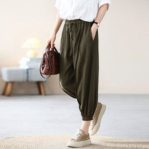 Quần baggy lụa lưng thun dây rút ống túm - NU7224