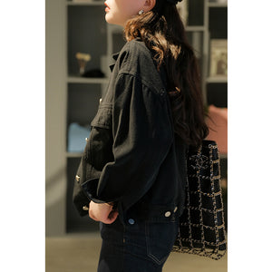 Áo khoác jacket denim dài tay cổ đức hai túi vuông - NU7746