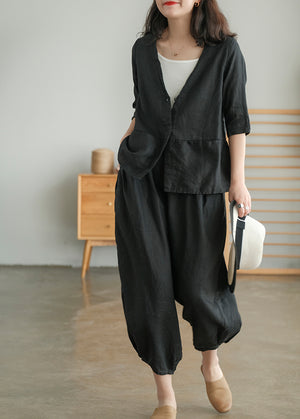 Quần baggy linen lưng thun túi tròn - NU5589