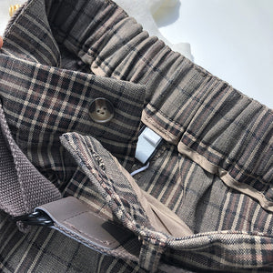 Quần baggy linen kẻ caro kèm thắt lưng - NU4593