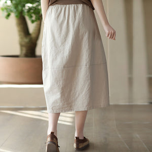 Chân váy linen retro hai túi ngang xếp ly - NU8520