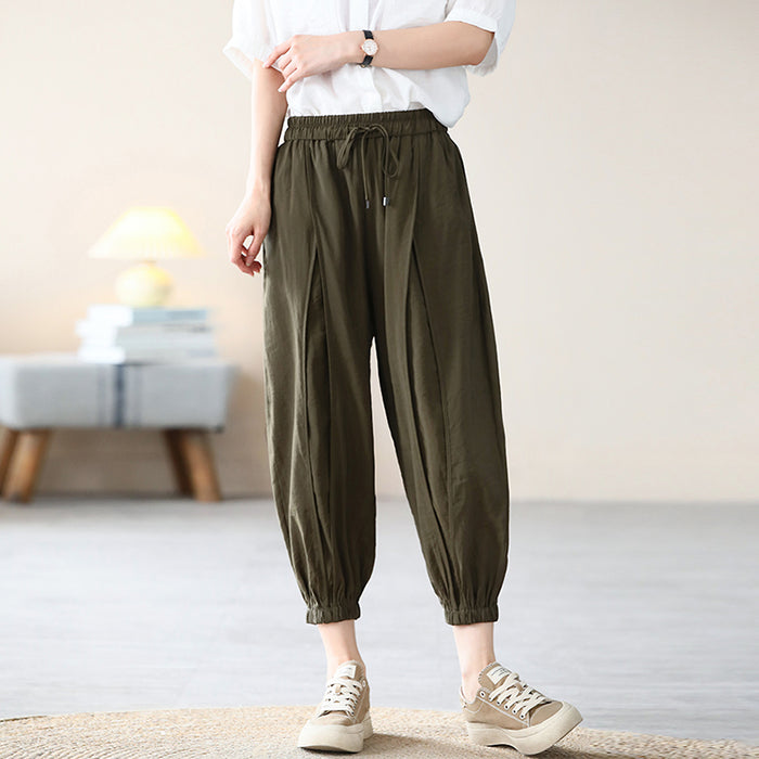 Quần baggy lụa lưng thun dây rút ống túm - NU7224
