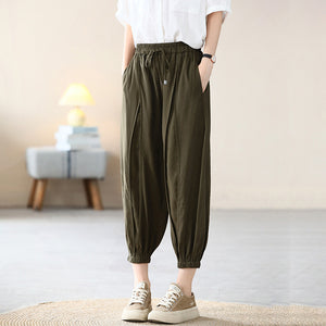 Quần baggy lụa lưng thun dây rút ống túm - NU7224