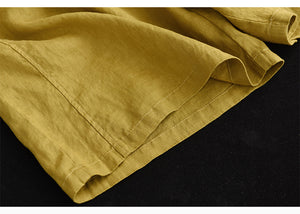Quần sooc linen lưng thun hai túi chéo một màu - NU7039