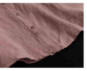 Áo sơ mi linen dài tay cổ đức thêu hoa đối xứng - NU6676