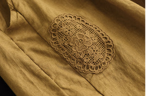 Quần baggy linen lưng thun dây rút thêu hoa hồng - NU7324