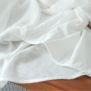 Áo sơ mi linen ngắn tay cổ tròn xếp ly tà lệch bo tròn - NU7388