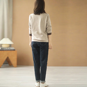 Áo T-shirt dệt kim dài tay cổ kiểu khăn quàng - NU7947