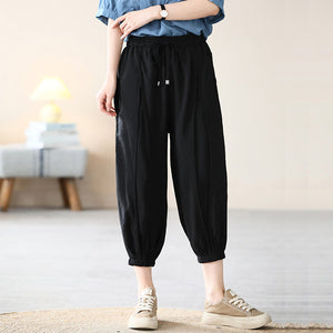 Quần baggy lụa lưng thun dây rút ống túm - NU7224
