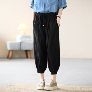 Quần baggy lụa lưng thun dây rút ống túm - NU7224