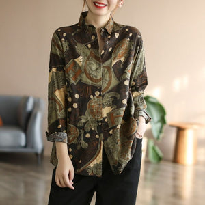 Áo sơ mi dài tay cổ đức in họa tiết trừu tượng - NU7528