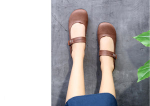 Giày da retro Morigirl quai đôi thủ công - NU4818