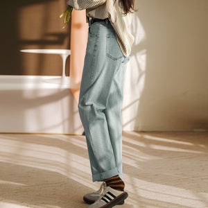 Quần baggy denim ống đứng kèm thắt lưng - NU8307