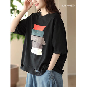 Áo T-shirt ngắn tay cổ tròn in note màu - NU8529