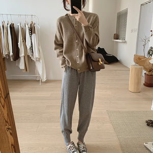 Áo khoác cardigan len dệt kim dài tay cổ tròn - NU7818