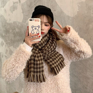 Khăn quàng len cashmere kẻ sọc ngôi sao - NU7799