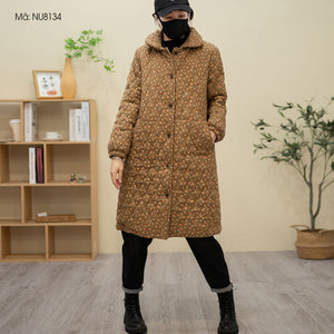 Áo khoác form dài retro chần trám lót lông nhung - NU8133