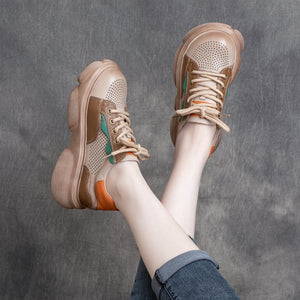 Giày da retro Sneaker để bằng cột dây - OD0642