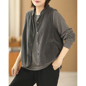 Áo khoác gile nhung sát nách cổ đứng - NU7698