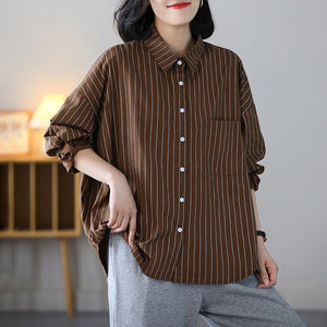 Áo sơ mi kẻ sọc dài tay cổ đức một túi - NU7561