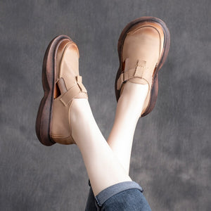 Giày da retro Sneaker để bằng quai dán - OD0655