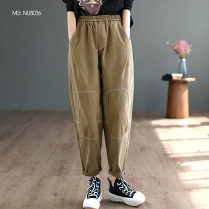 Quần baggy retro lưng thun trần gối - NU8035
