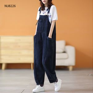 Quần baggy yếm denim gấu bo túi chéo - NU8225