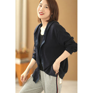 Áo khoác cardigan đệt kim có mũ khuy cài - NU7707