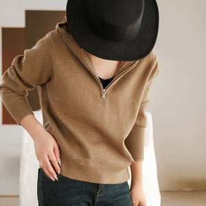 Áo hoodies len cashmere dài tay khóa kéo - NU8117