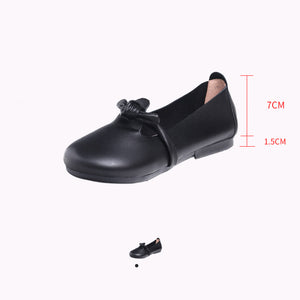 Giày da retro mũi tròn kiểu dây thắt nơ - NU6026