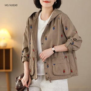 Áo khoác dài tay có mũ in những chú mèo - NU8239